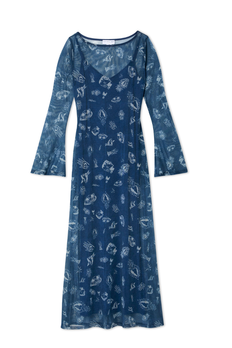 NEVER FULLY DRESSED Denim Deloris Mesh Dress