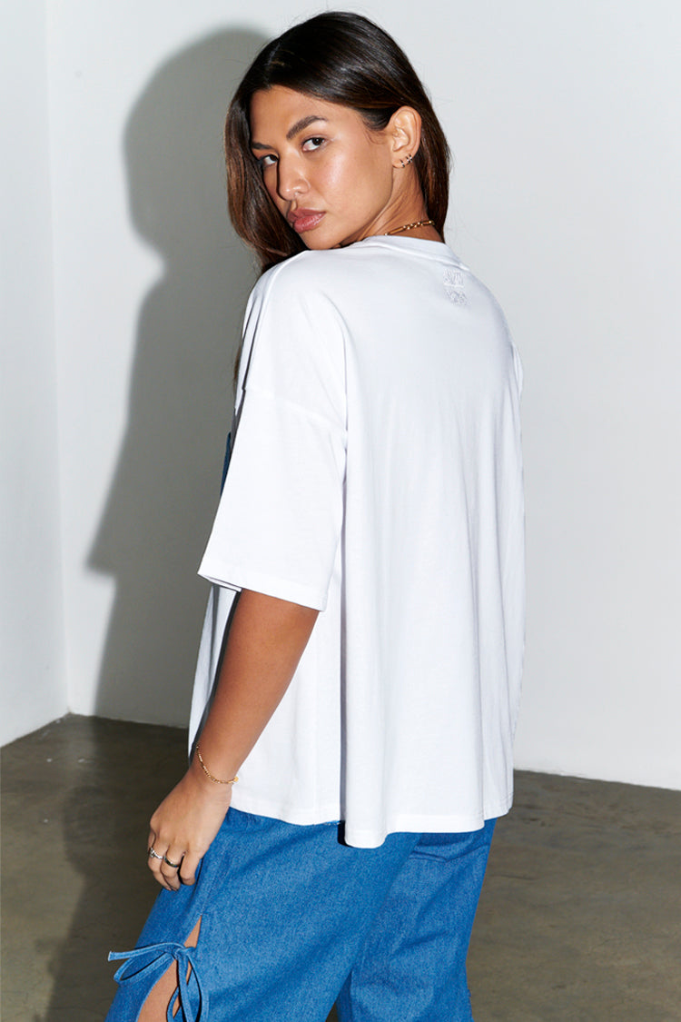 NEVER FULLY DRESSED White Denim Pocket T-shirt