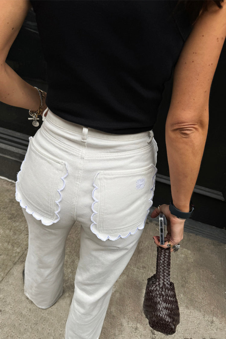 NEVER FULLY DRESSED Ecru Scallop Detail Jeans
