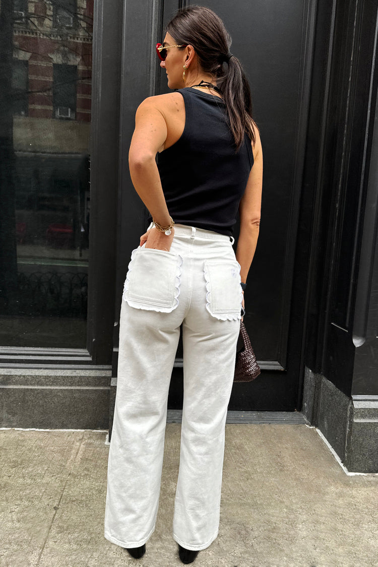 NEVER FULLY DRESSED Ecru Scallop Detail Jeans
