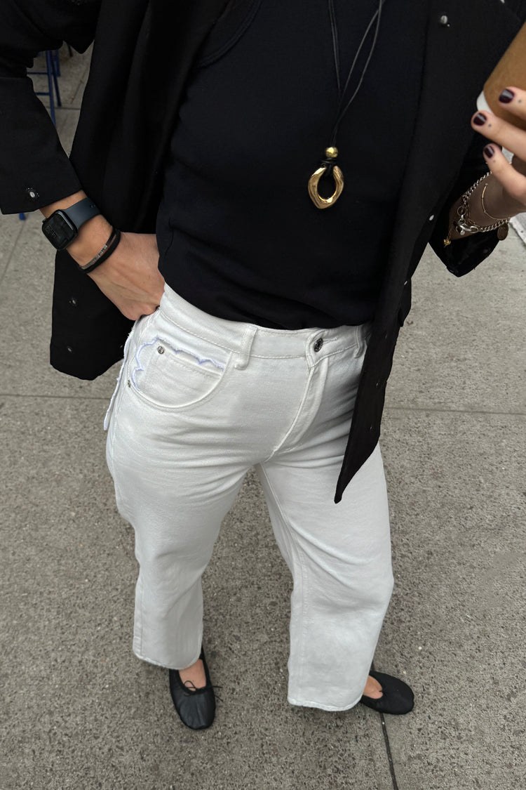 NEVER FULLY DRESSED Ecru Scallop Detail Jeans