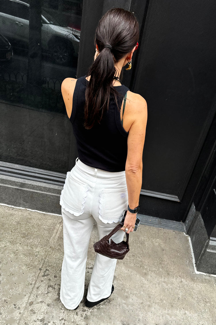 NEVER FULLY DRESSED Ecru Scallop Detail Jeans