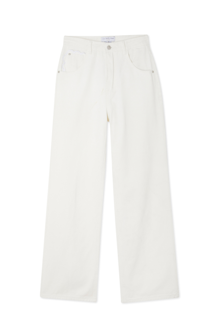 NEVER FULLY DRESSED Ecru Scallop Detail Jeans