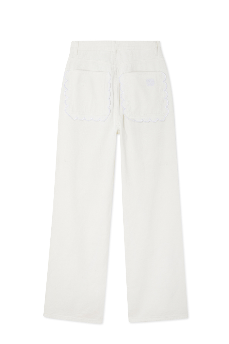 NEVER FULLY DRESSED Ecru Scallop Detail Jeans
