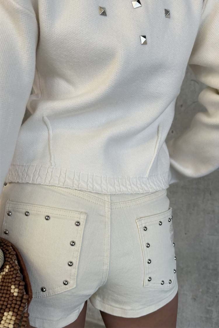  Ecru Studded Hot Pant