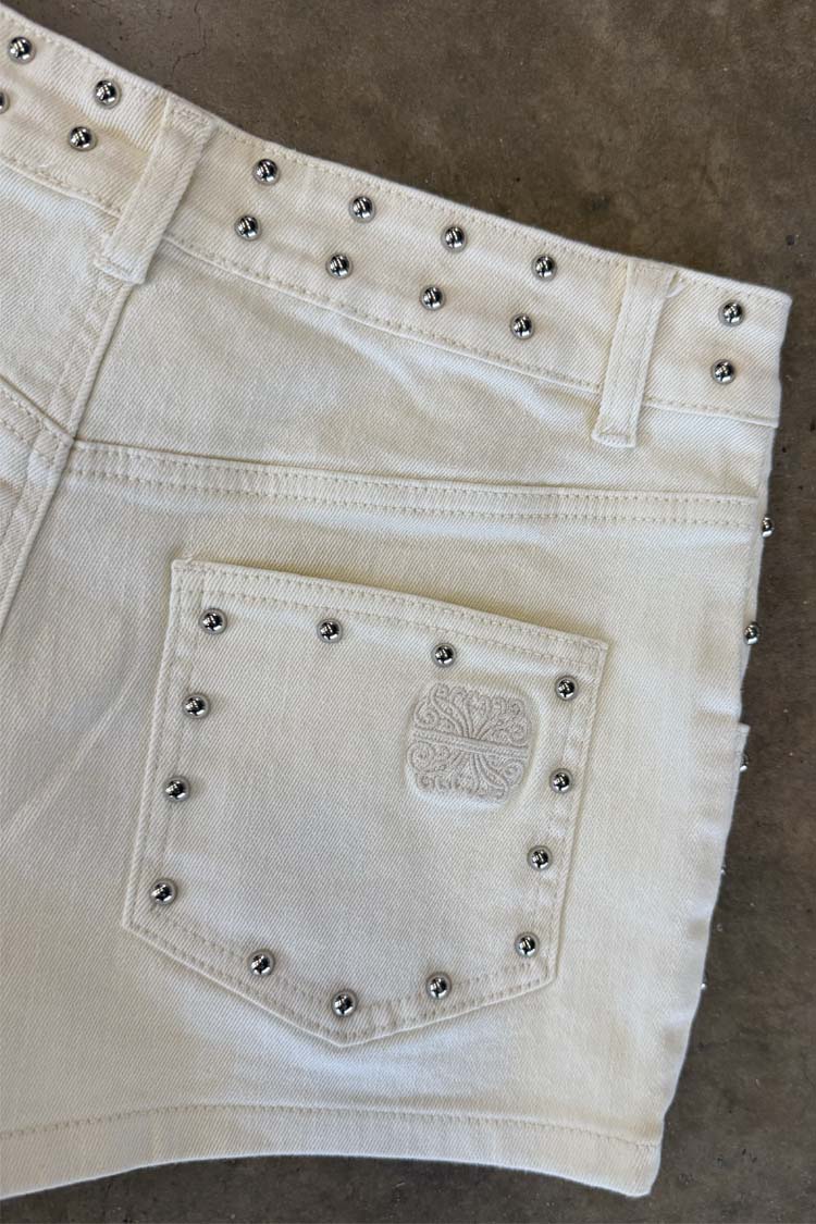  Ecru Studded Hot Pant