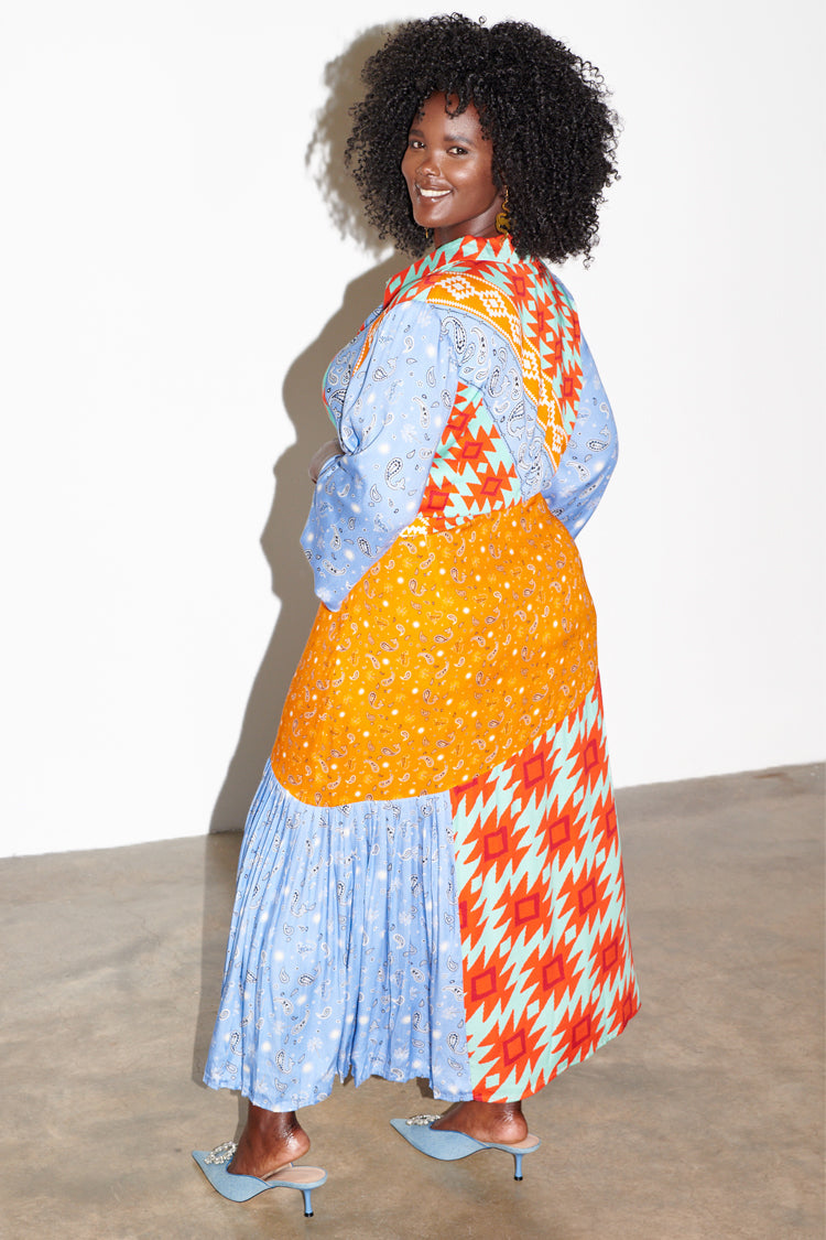  Blue Clash Effie Shirt Dress