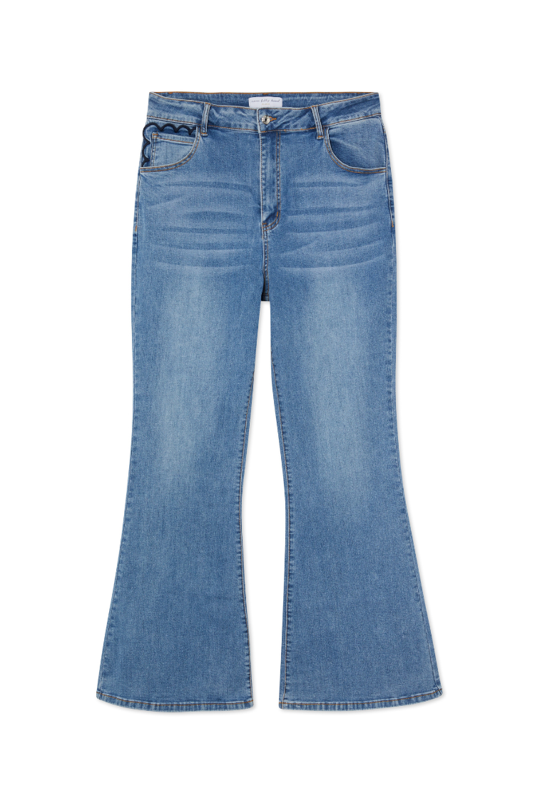 NEVER FULLY DRESSED Denim Flare Scallop Jean Petite