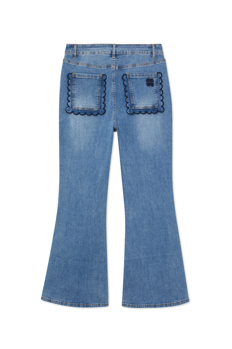 NEVER FULLY DRESSED Denim Flare Scallop Jean Petite