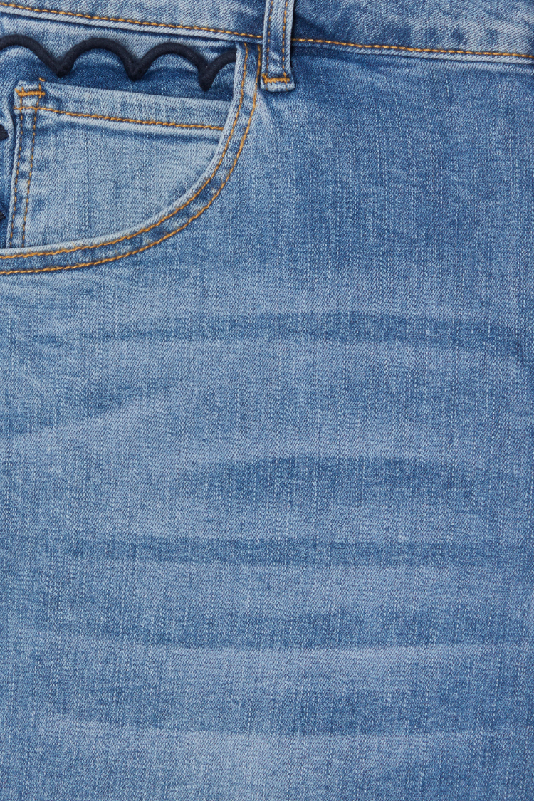 NEVER FULLY DRESSED Denim Flare Scallop Jean Petite
