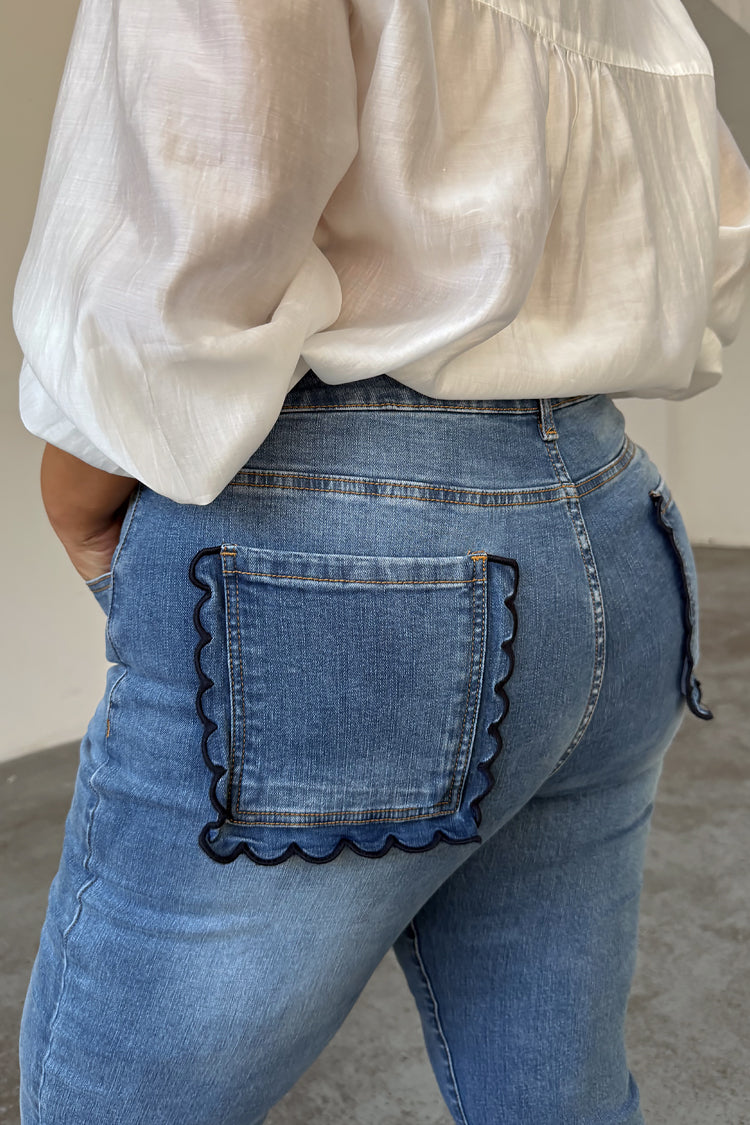 NEVER FULLY DRESSED Denim Flare Scallop Jean