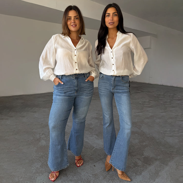 NEVER FULLY DRESSED Denim Flare Scallop Jean