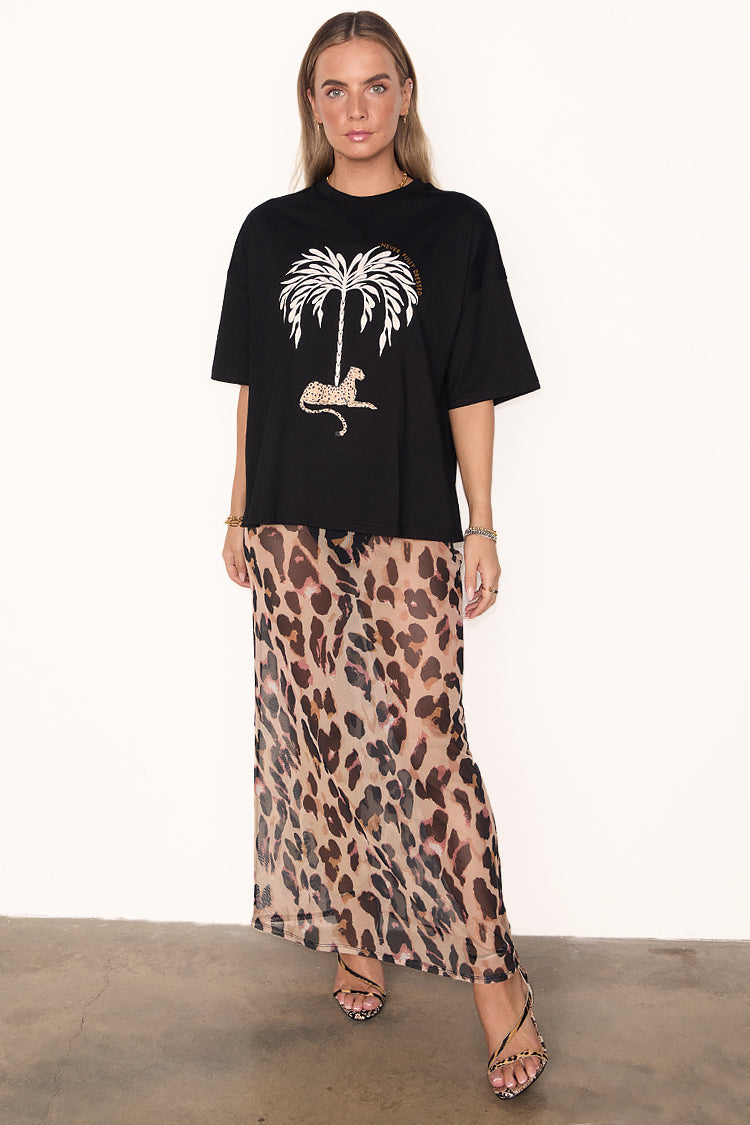 NEVER FULLY DRESSED Leopard Mesh Skirt