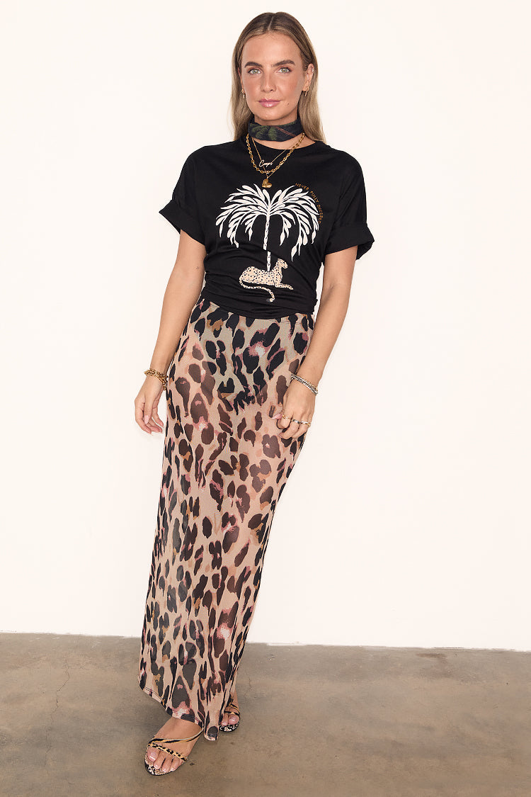 NEVER FULLY DRESSED Leopard Mesh Skirt