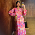  Pink Geo Midi Dress