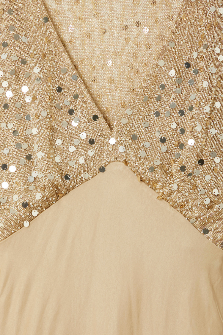 NEVER FULLY DRESSED Gold Sequin Elodie Dress