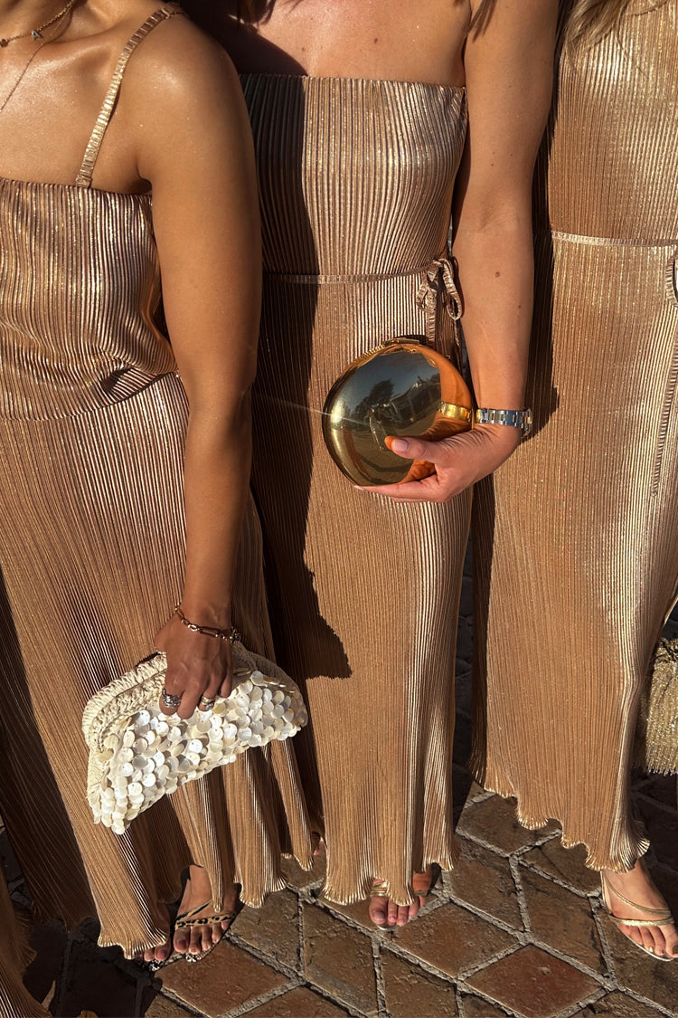 NEVER FULLY DRESSED Gold Plisse Luna Dress