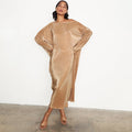NEVER FULLY DRESSED Gold Plisse Jem Dress
