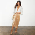 NEVER FULLY DRESSED Gold Plisse Jaspre Skirt