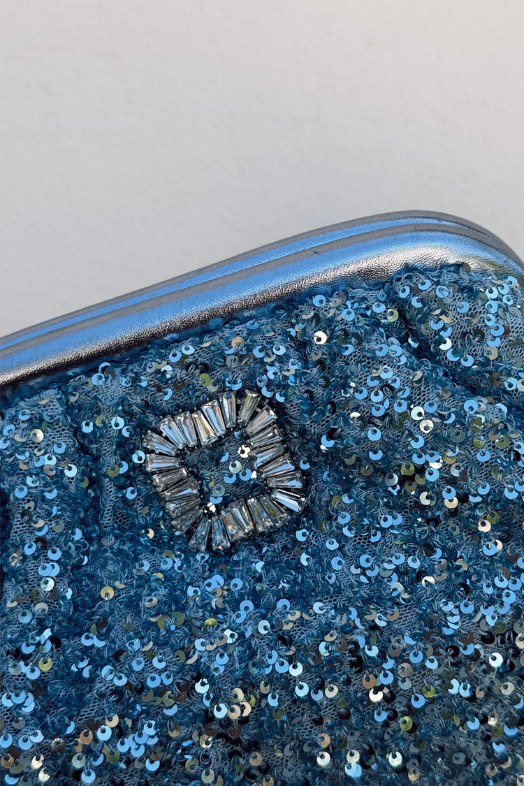 NEVER FULLY DRESSED Ice Blue Sequin Clutch Bag