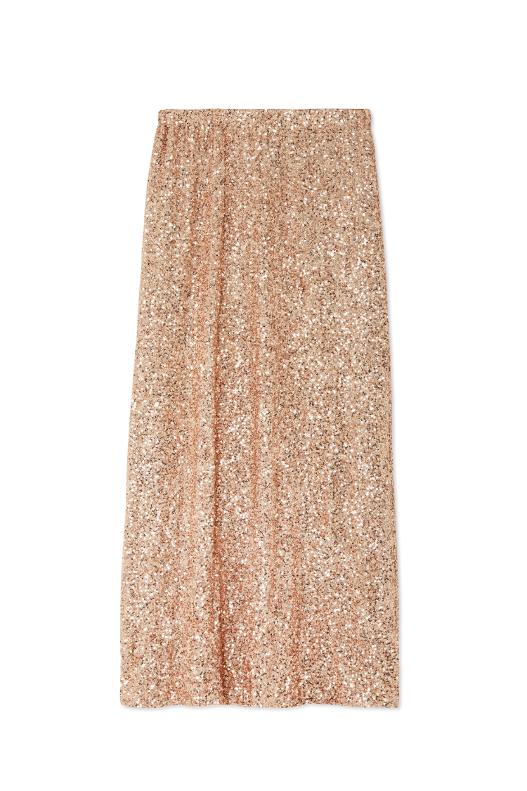 NEVER FULLY DRESSED Gold Sequin Dorris Skirt