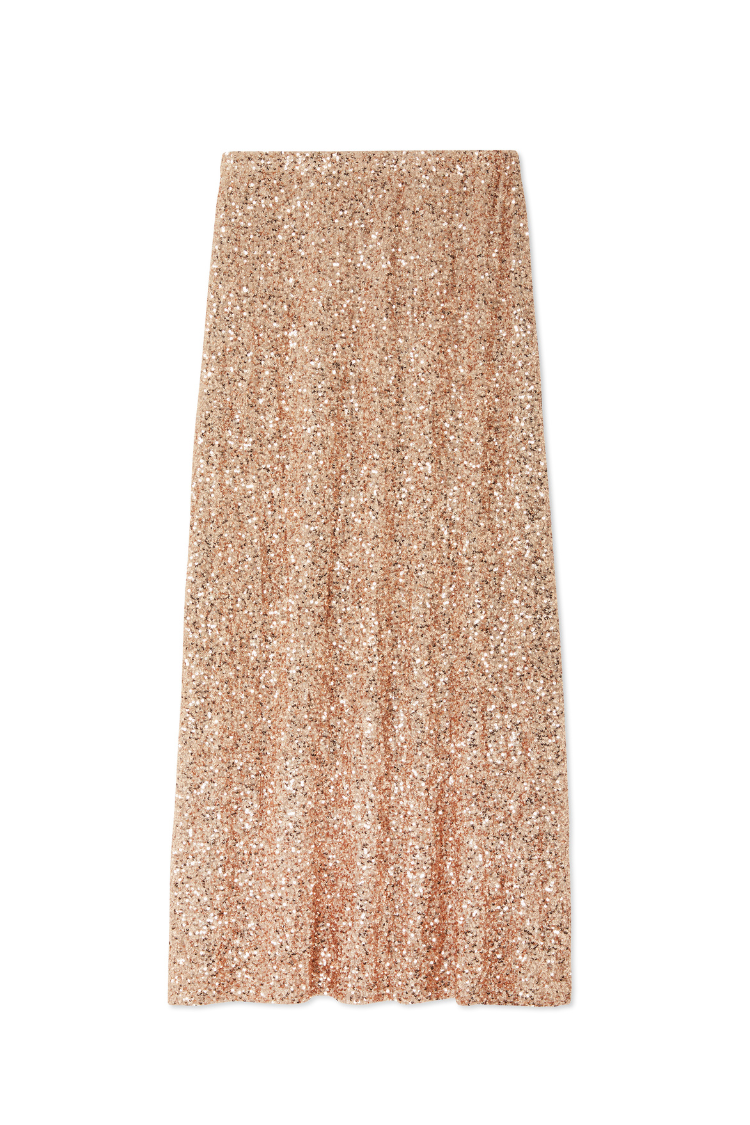 NEVER FULLY DRESSED Gold Sequin Dorris Skirt