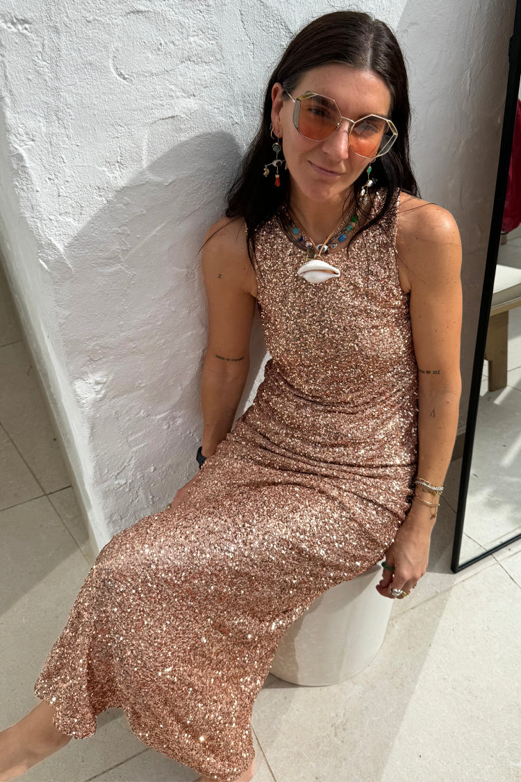 NEVER FULLY DRESSED Gold Sequin Dorris Skirt