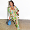 NEVER FULLY DRESSED Green Abstract 22 Blazer Petite