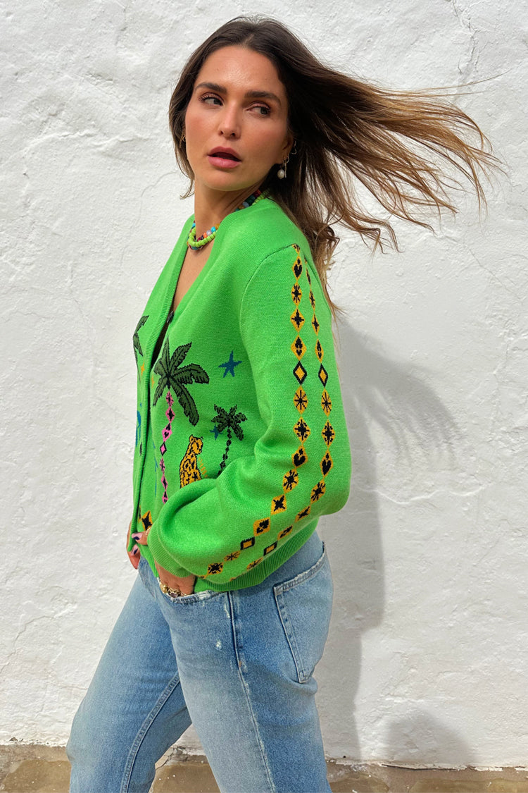 NEVER FULLY DRESSED Green Running Wilder Cardigan