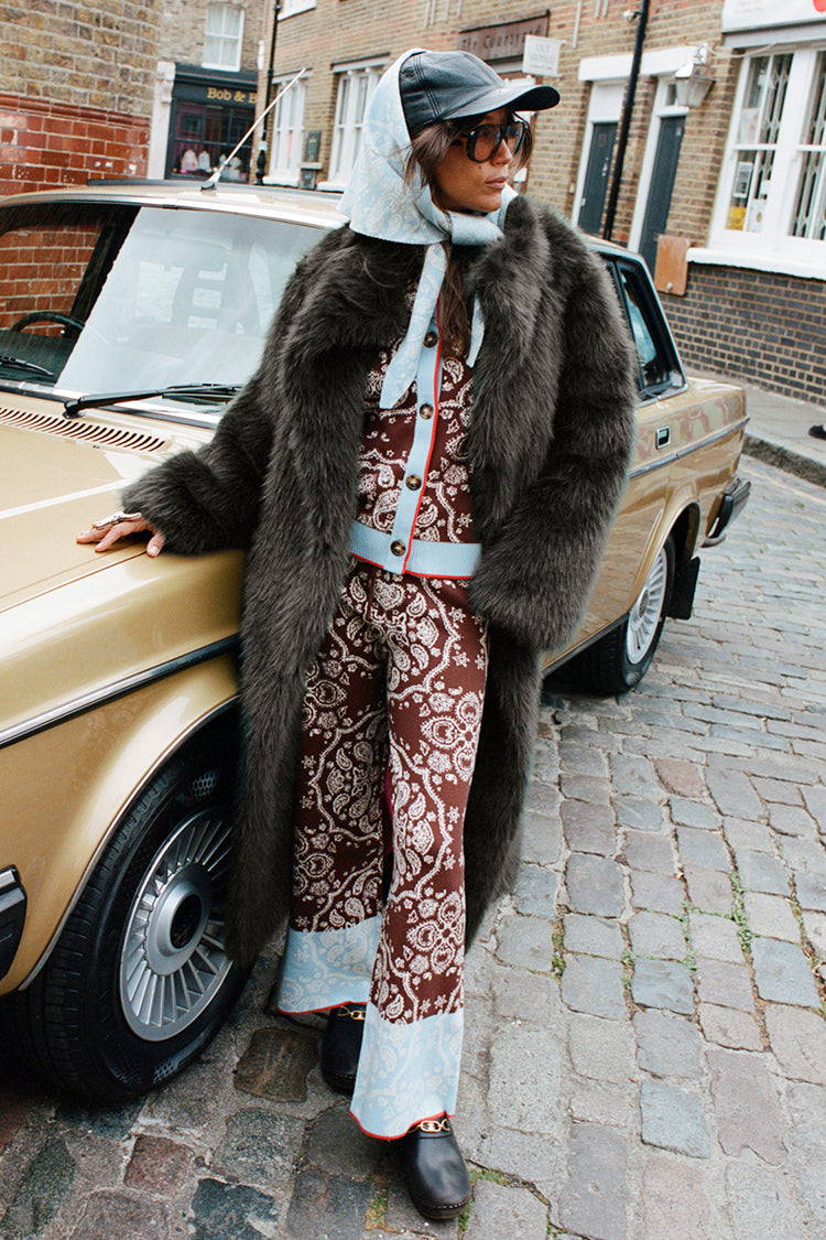 NEVER FULLY DRESSED Chocolate Bandana Wide Leg Trousers