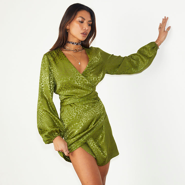 NEVER FULLY DRESSED Green Jacquard Mini Vienna Dress Petite