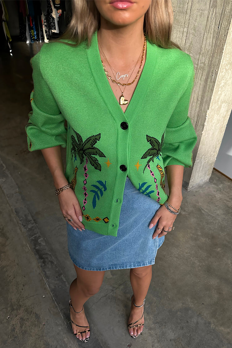 NEVER FULLY DRESSED Green Running Wilder Cardigan
