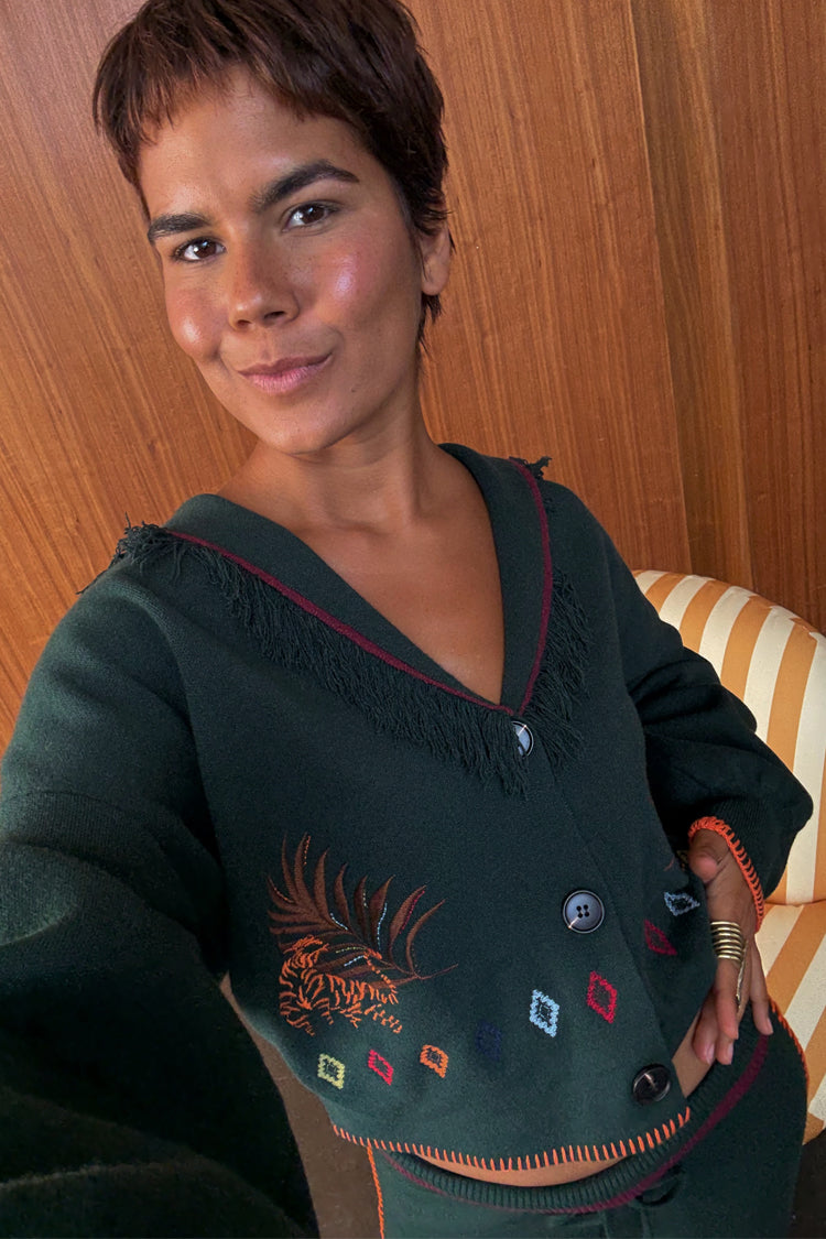 NEVER FULLY DRESSED Bottle Green Safari Cardigan