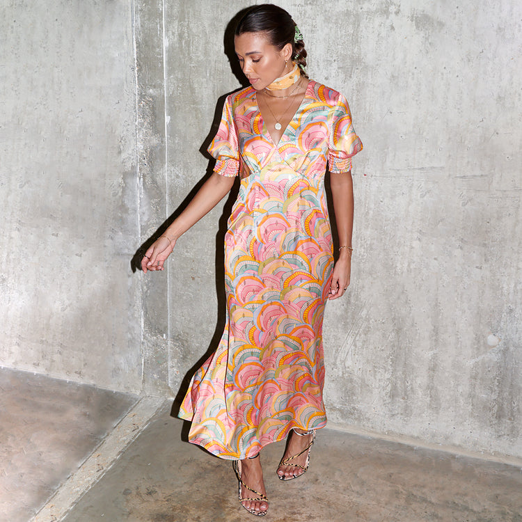 NEVER FULLY DRESSED Havana Short Sleeve May Dress Petite