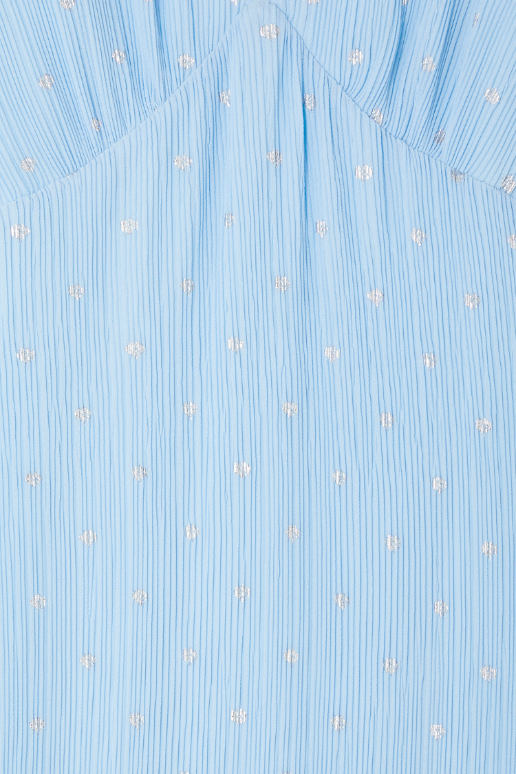 NEVER FULLY DRESSED Ice Blue Plisse Short Sleeve Celeste Dress
