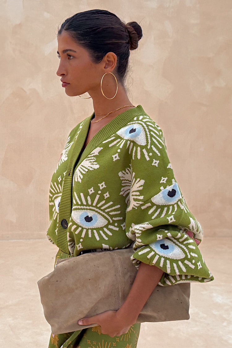 NEVER FULLY DRESSED Khaki Eye Cardigan