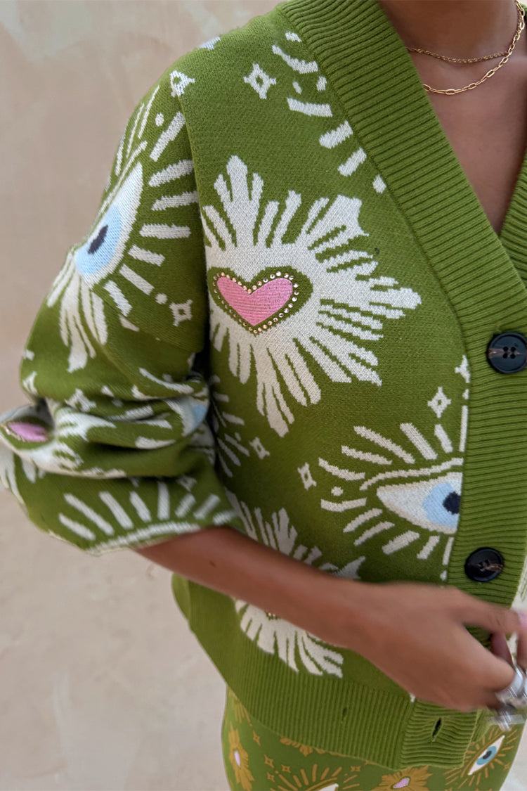 NEVER FULLY DRESSED Khaki Eye Cardigan