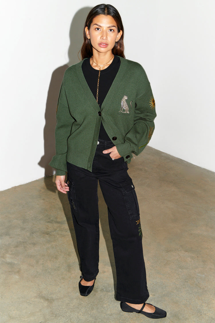 NEVER FULLY DRESSED Khaki Running Wild Cardigan