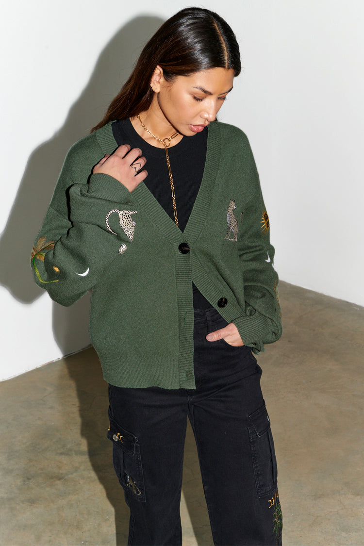 NEVER FULLY DRESSED Khaki Running Wild Cardigan