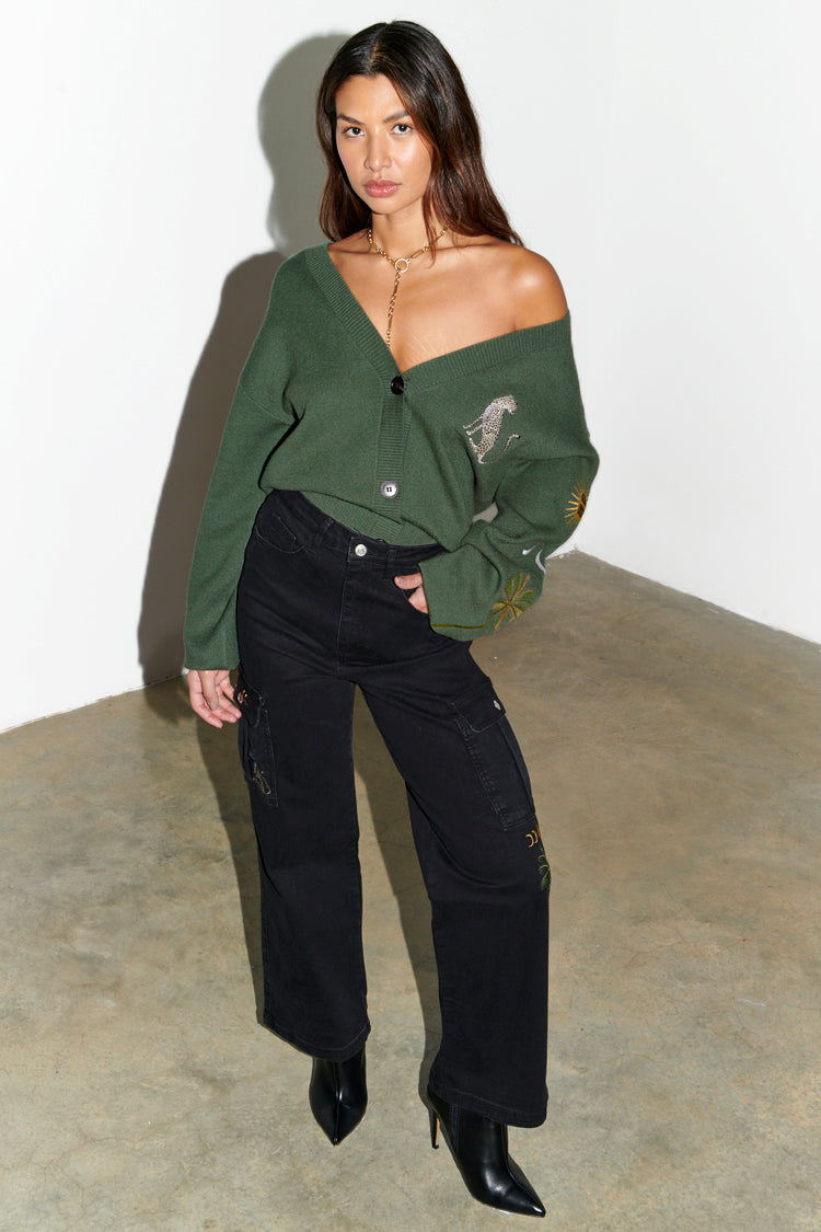 NEVER FULLY DRESSED Khaki Running Wild Cardigan