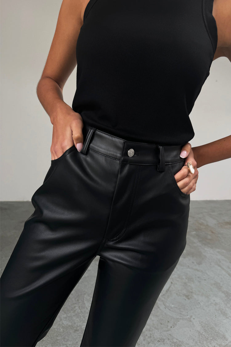 NEVER FULLY DRESSED Black Vegan Leather Trousers Petite