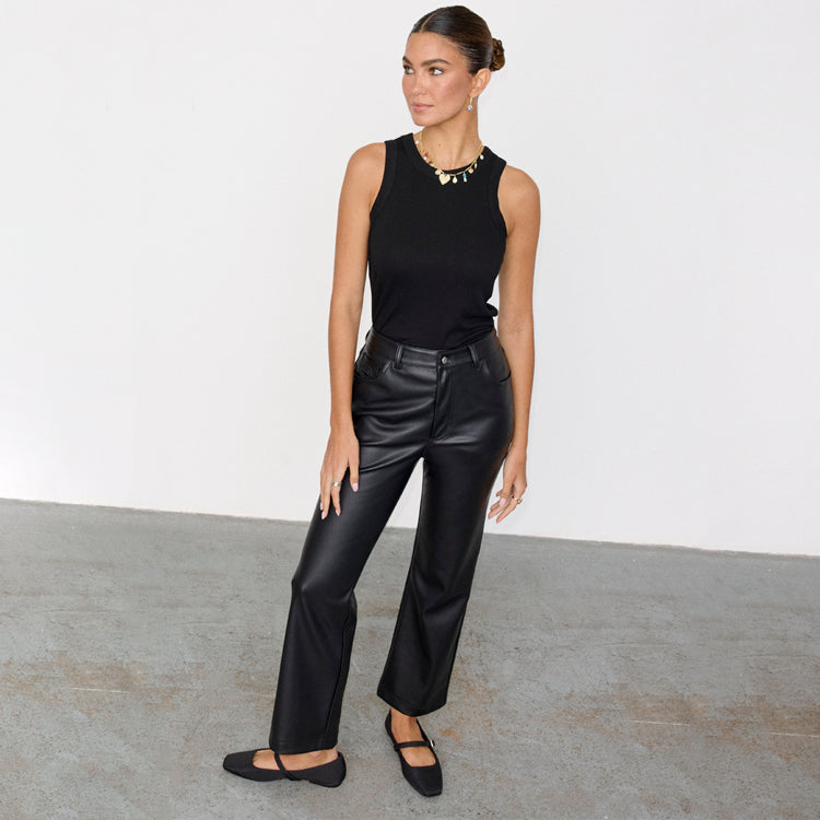 NEVER FULLY DRESSED Black Vegan Leather Trousers Petite