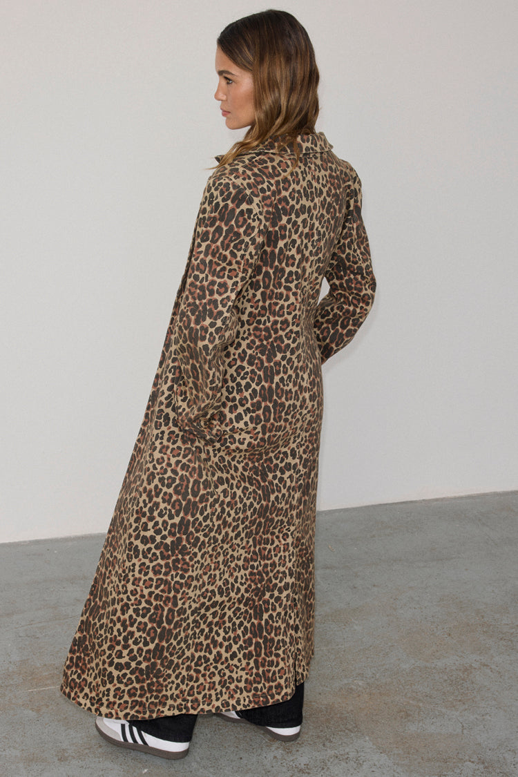 NEVER FULLY DRESSED Lucia Leopard Denim 55 Coat