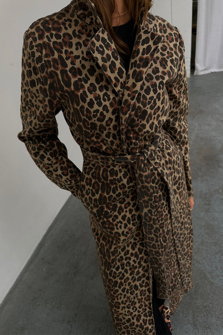 NEVER FULLY DRESSED Lucia Leopard Denim 55 Coat