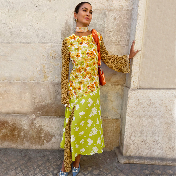 NEVER FULLY DRESSED Floral And Leopard Blair Dress