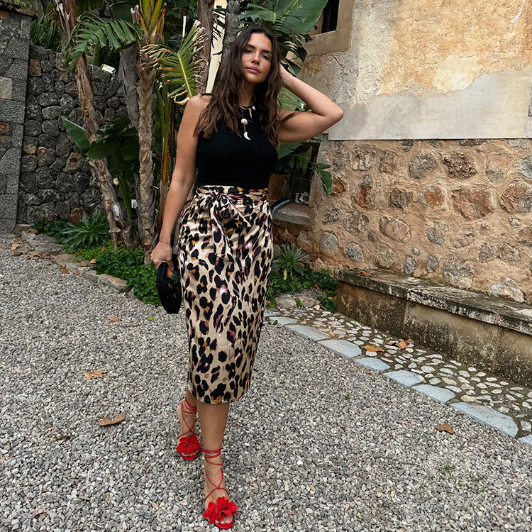 NEVER FULLY DRESSED Brown Leopard Jaspre Skirt