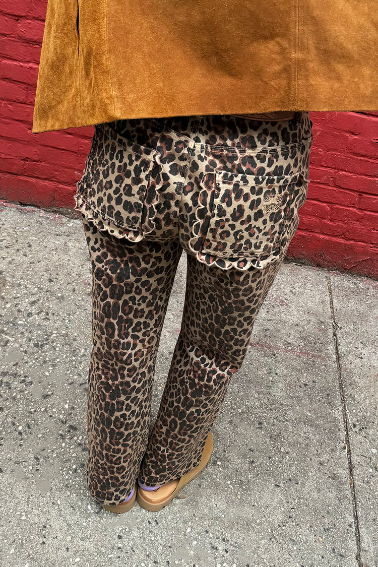 NEVER FULLY DRESSED Leopard Lucia Scallop Detail Jeans Petite