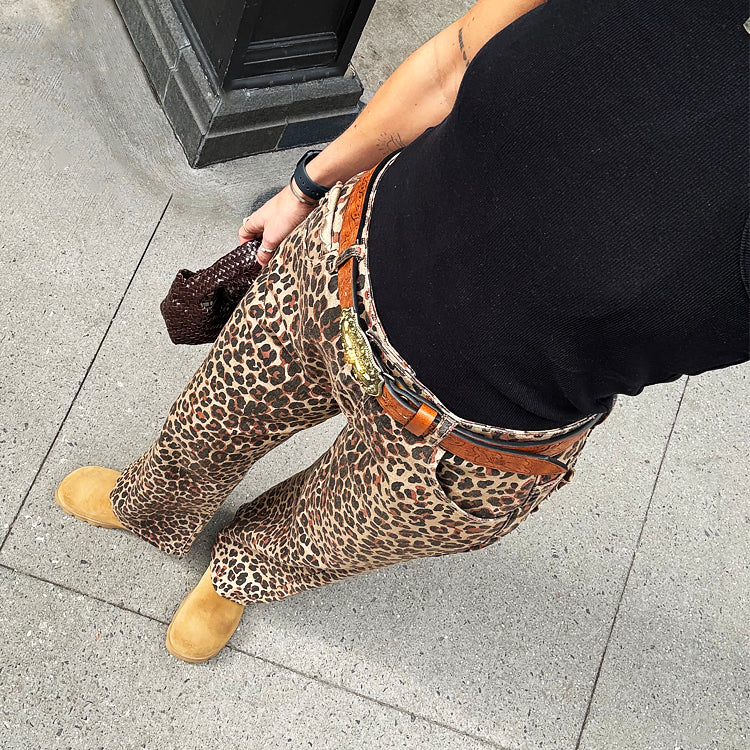 NEVER FULLY DRESSED Leopard Lucia Scallop Detail Jeans
