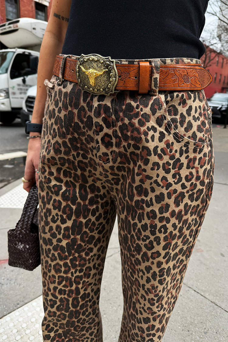 NEVER FULLY DRESSED Leopard Lucia Scallop Detail Jeans