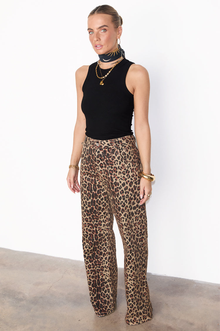 NEVER FULLY DRESSED Leopard Lucia Scallop Detail Jeans Petite